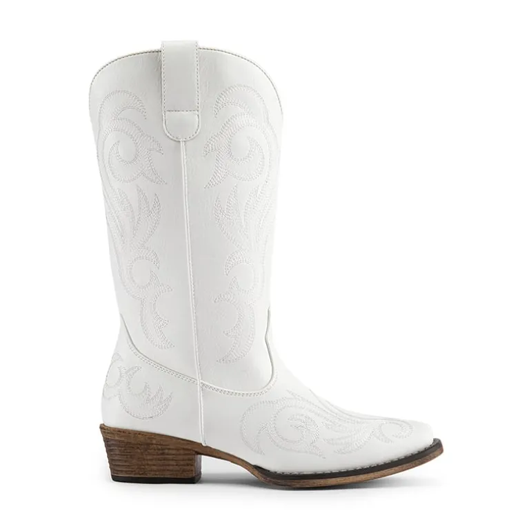 Square-toe Mid-Calf Cowgirl Boots