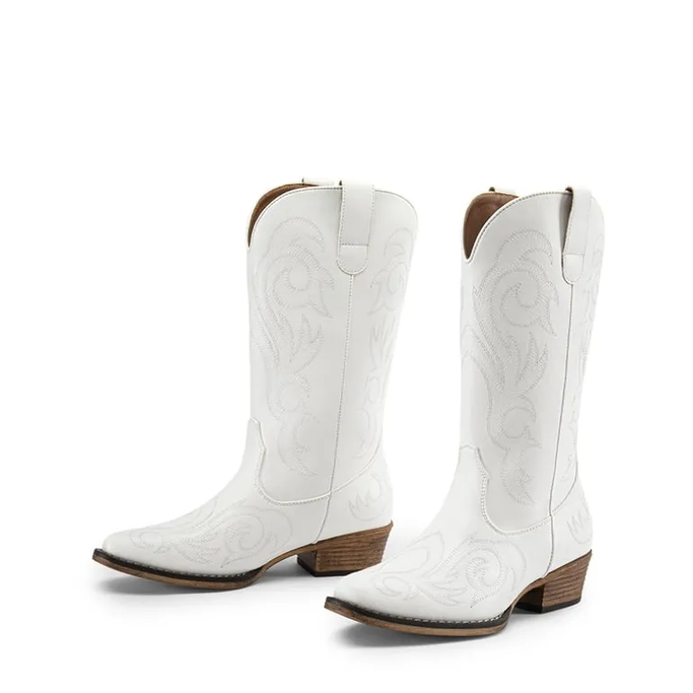 Square-toe Mid-Calf Cowgirl Boots