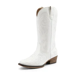 Square-toe Mid-Calf Cowgirl Boots