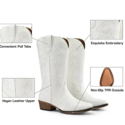 Square-toe Mid-Calf Cowgirl Boots