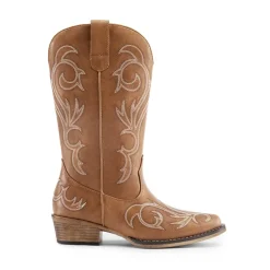 Square-toe Mid-Calf Cowgirl Boots