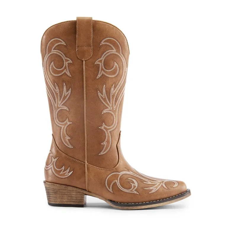 Square-toe Mid-Calf Cowgirl Boots