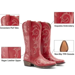 Square-toe Mid-Calf Cowgirl Boots