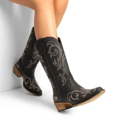 Square-toe Mid-Calf Cowgirl Boots
