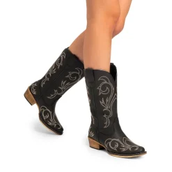 Square-toe Mid-Calf Cowgirl Boots