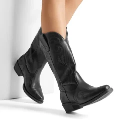 Square-toe Mid-Calf Cowgirl Boots