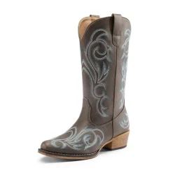 Square-toe Mid-Calf Cowgirl Boots