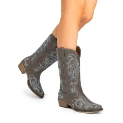 Square-toe Mid-Calf Cowgirl Boots