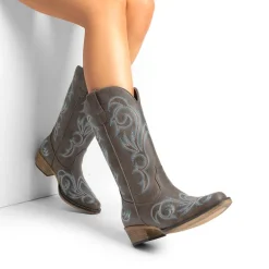 Square-toe Mid-Calf Cowgirl Boots