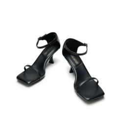 Square-Toe One Strap Kitten Heel Sandals