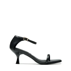 Square-Toe One Strap Kitten Heel Sandals