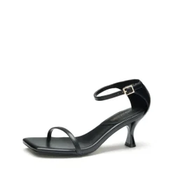 Square-Toe One Strap Kitten Heel Sandals