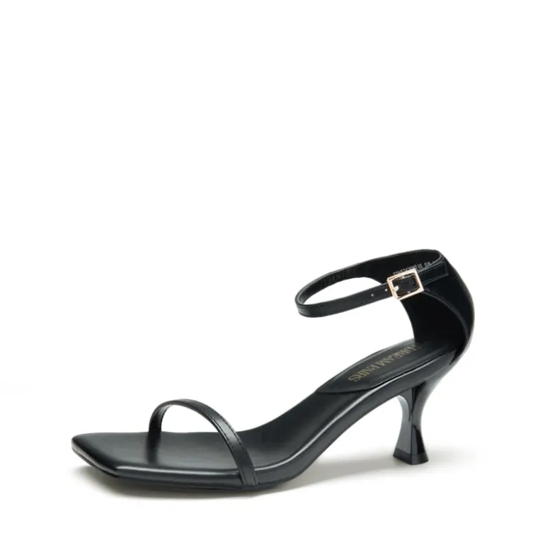 Square-Toe One Strap Kitten Heel Sandals