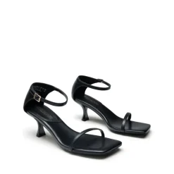 Square-Toe One Strap Kitten Heel Sandals
