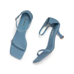 Square-Toe One Strap Kitten Heel Sandals