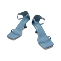 Square-Toe One Strap Kitten Heel Sandals