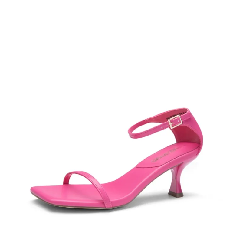 Square-Toe One Strap Kitten Heel Sandals