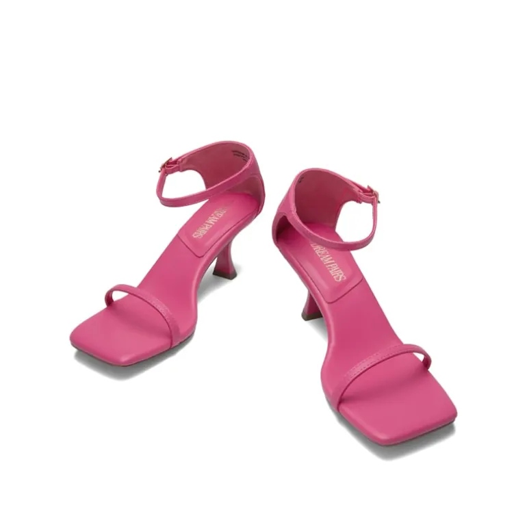 Square-Toe One Strap Kitten Heel Sandals