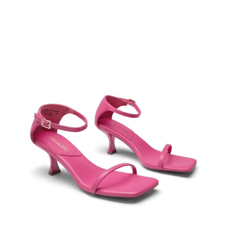 Square-Toe One Strap Kitten Heel Sandals