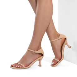 Square-Toe One Strap Kitten Heel Sandals