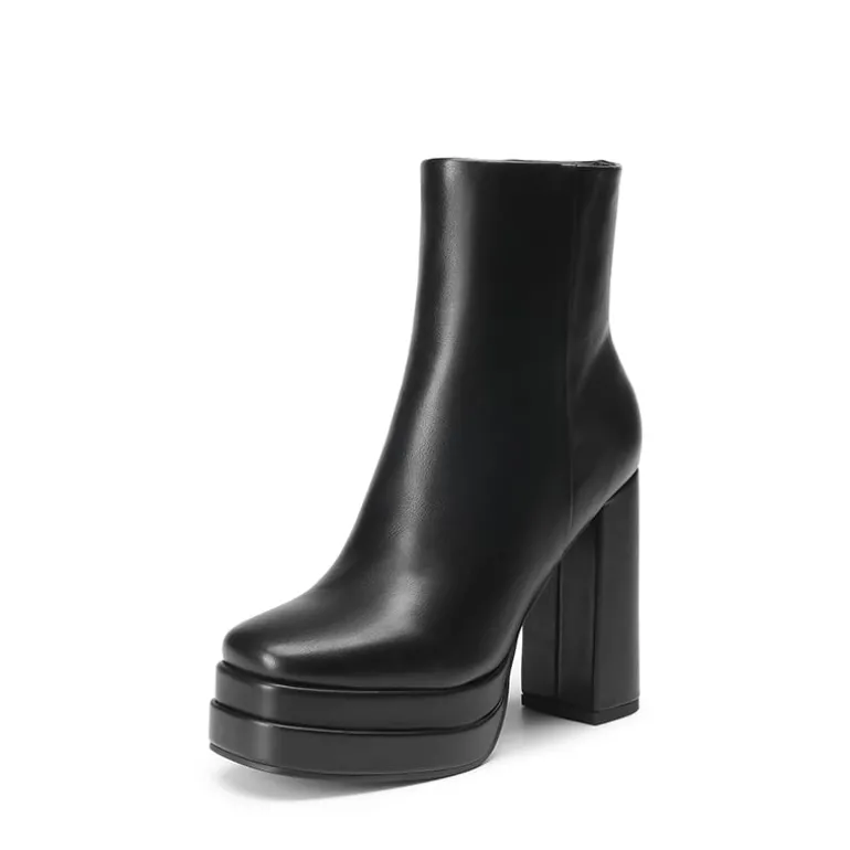 Square Toe Platform Ankle Boots