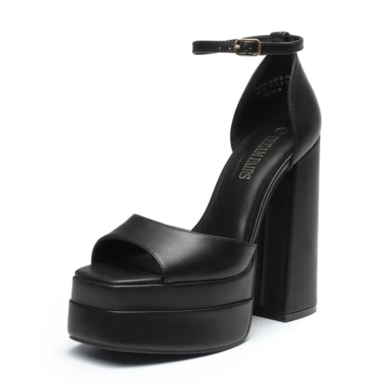 Square Toe Platform Chunky Heel Sandals