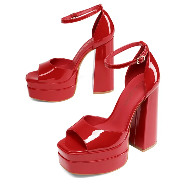 Square Toe Platform Chunky Heel Sandals