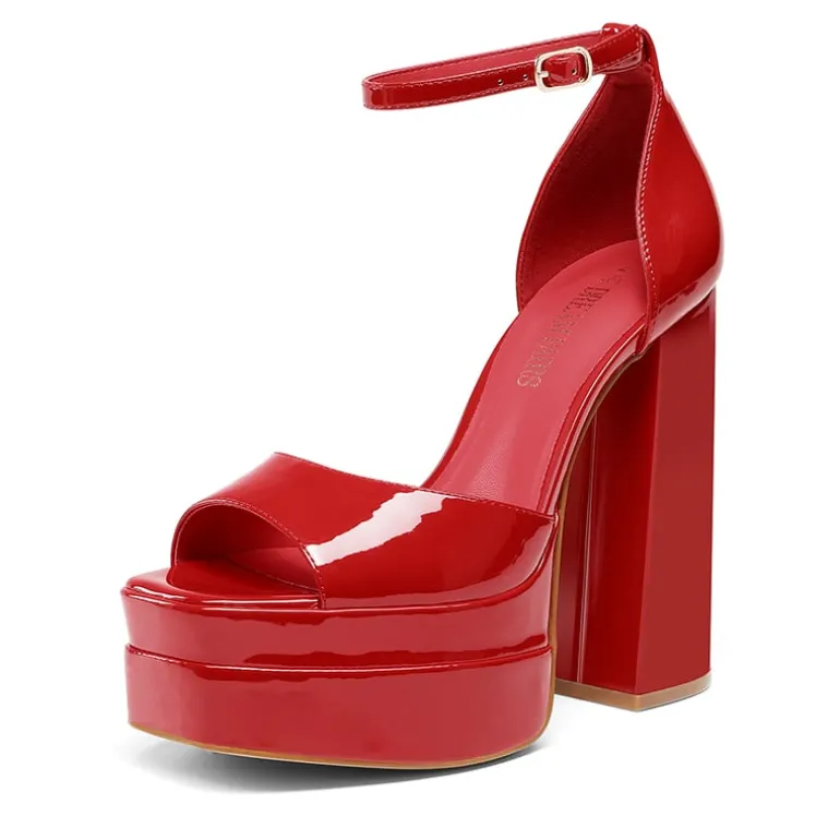 Square Toe Platform Chunky Heel Sandals