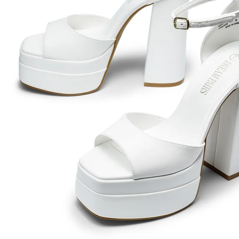 Square Toe Platform Chunky Heel Sandals