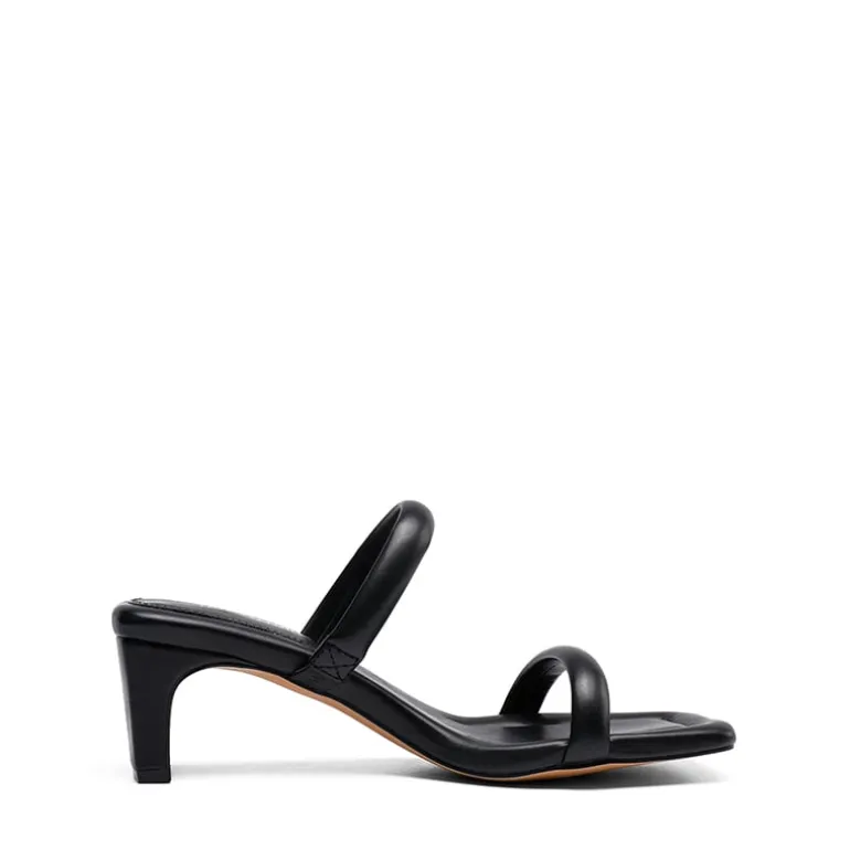 Square Toe Rectangular Double Strap Heel Sandals