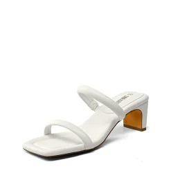Square Toe Rectangular Double Strap Heel Sandals
