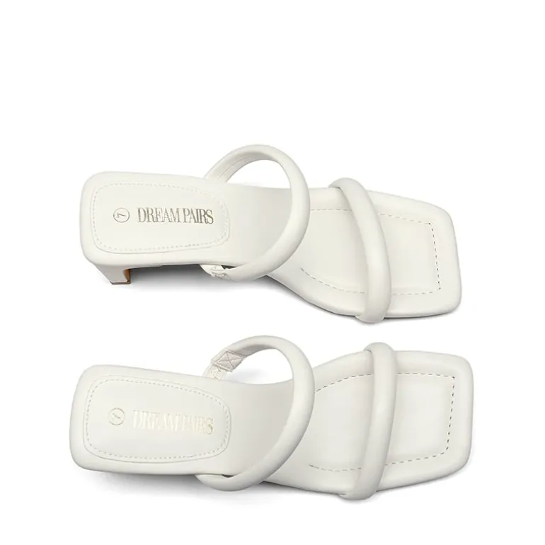 Square Toe Rectangular Double Strap Heel Sandals