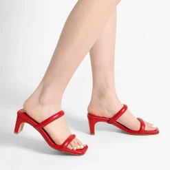 Square Toe Rectangular Double Strap Heel Sandals