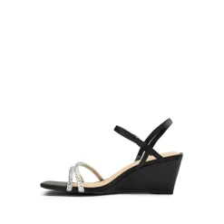 Square Toe Rhinestone Wedge Sandals