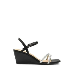 Square Toe Rhinestone Wedge Sandals