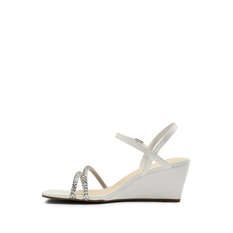 Square Toe Rhinestone Wedge Sandals