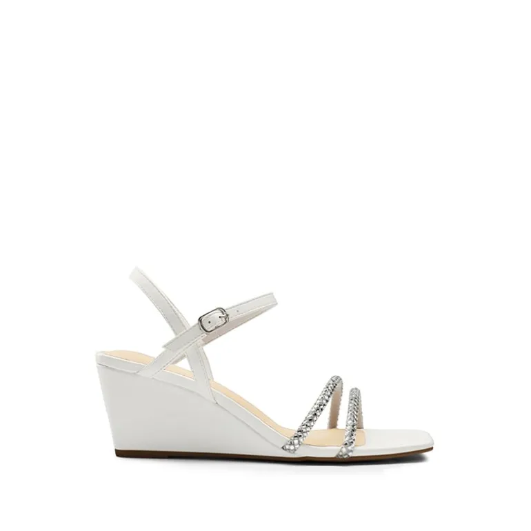 Square Toe Rhinestone Wedge Sandals