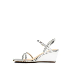 Square Toe Rhinestone Wedge Sandals