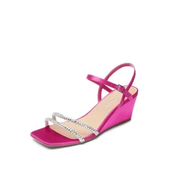 Square Toe Rhinestone Wedge Sandals
