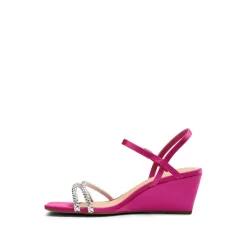 Square Toe Rhinestone Wedge Sandals