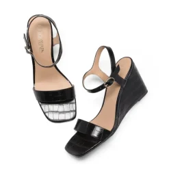 Square Toe Slingback Wedge Sandals