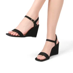 Square Toe Slingback Wedge Sandals
