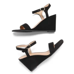 Square Toe Slingback Wedge Sandals