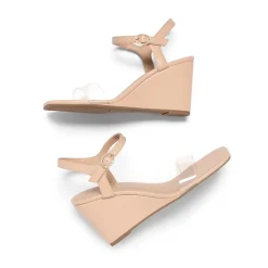 Square Toe Slingback Wedge Sandals