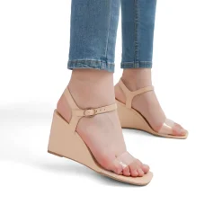 Square Toe Slingback Wedge Sandals