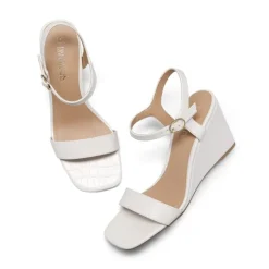 Square Toe Slingback Wedge Sandals