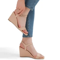 Square Toe Slingback Wedge Sandals