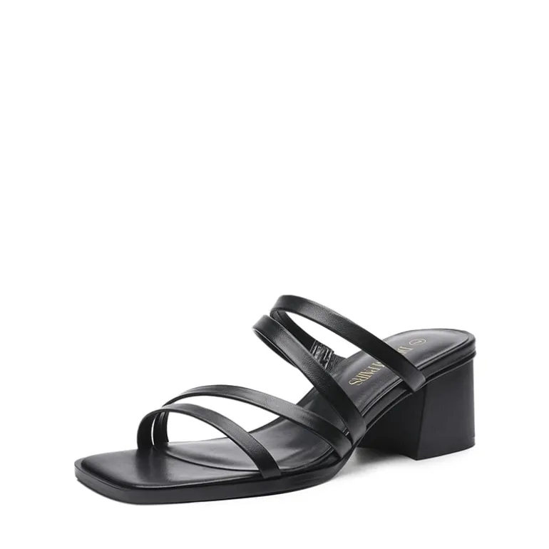 Square Toe Strappy Chunky Heel Sandals