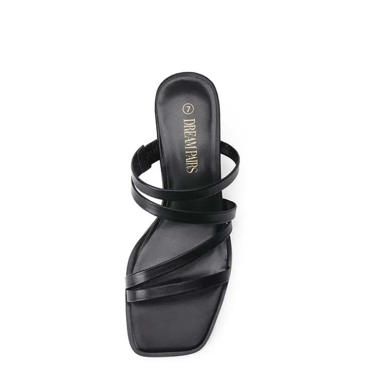 Square Toe Strappy Chunky Heel Sandals