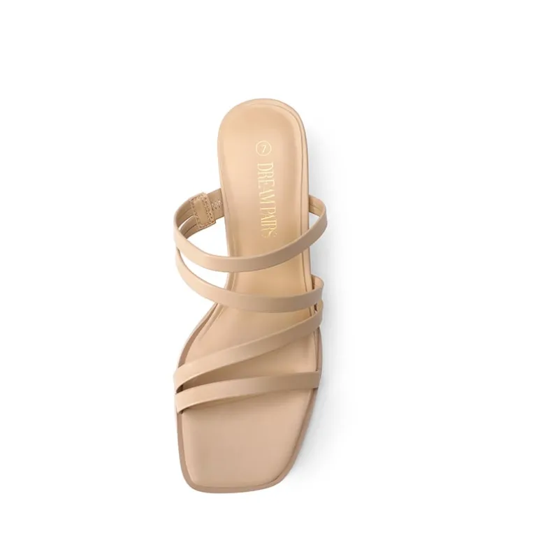 Square Toe Strappy Chunky Heel Sandals